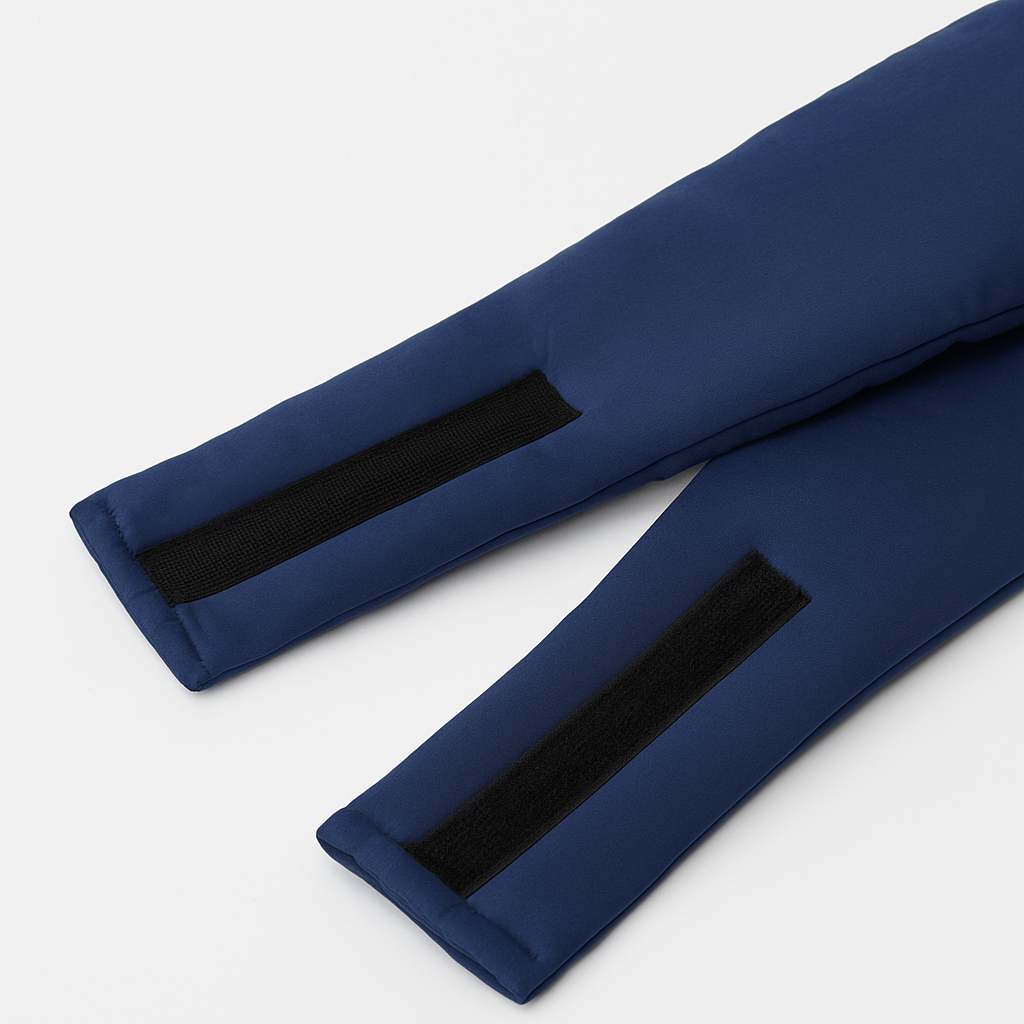 Klittenband van blauwe zijden slaapmasker