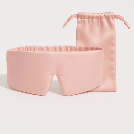 Zijden slaapmasker met opbergzakje in het roze