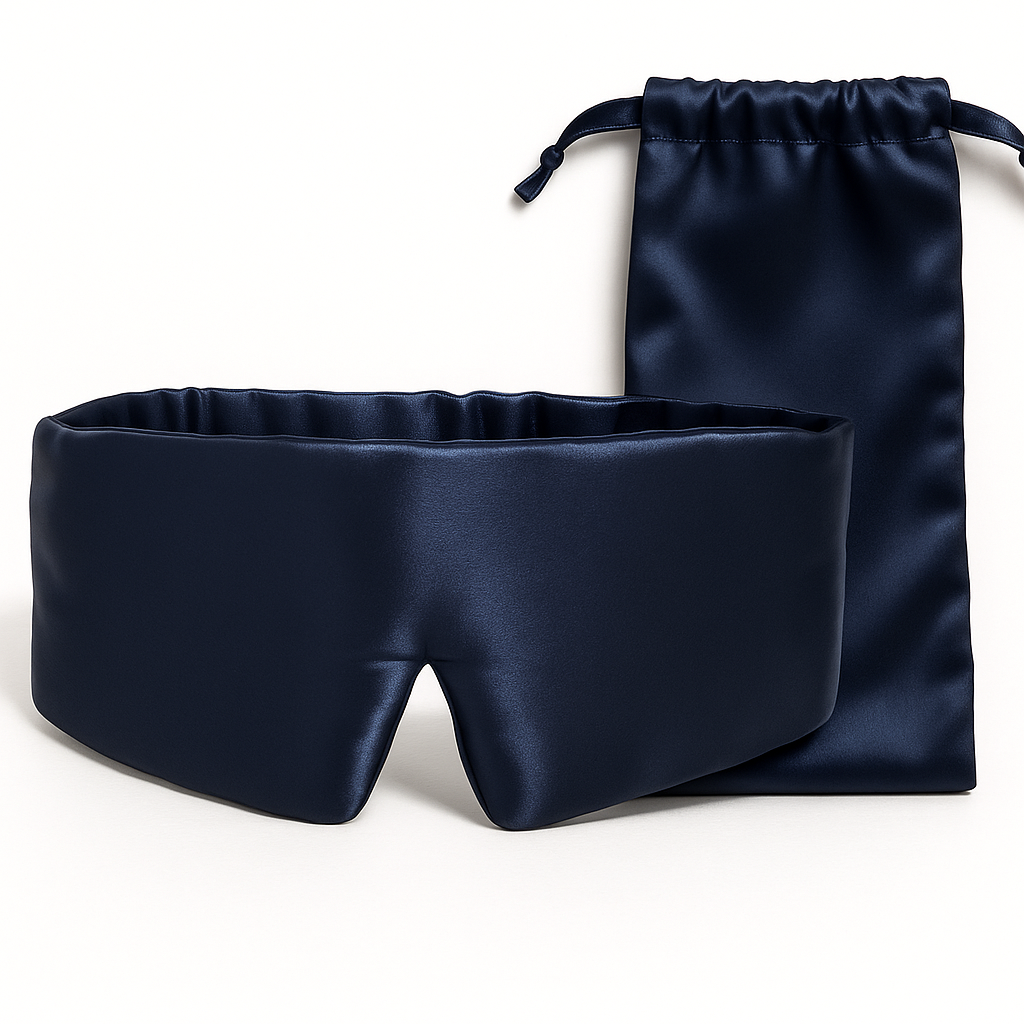 Blauw zijden slaapmasker