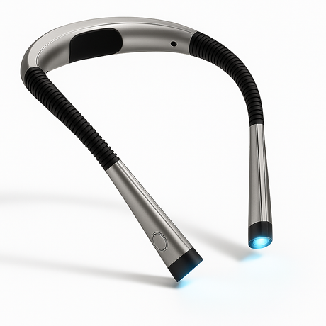 Neklamp in het zilver met het licht aan