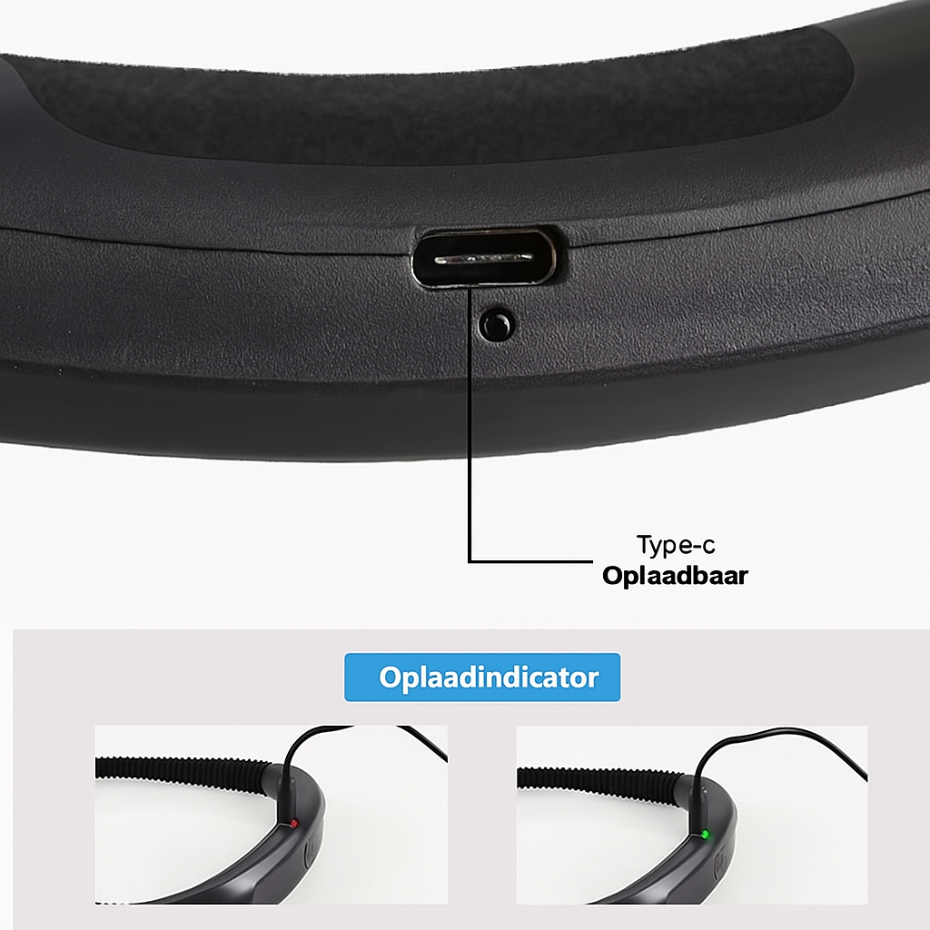 De neklamp is USB C-oplaadbaar