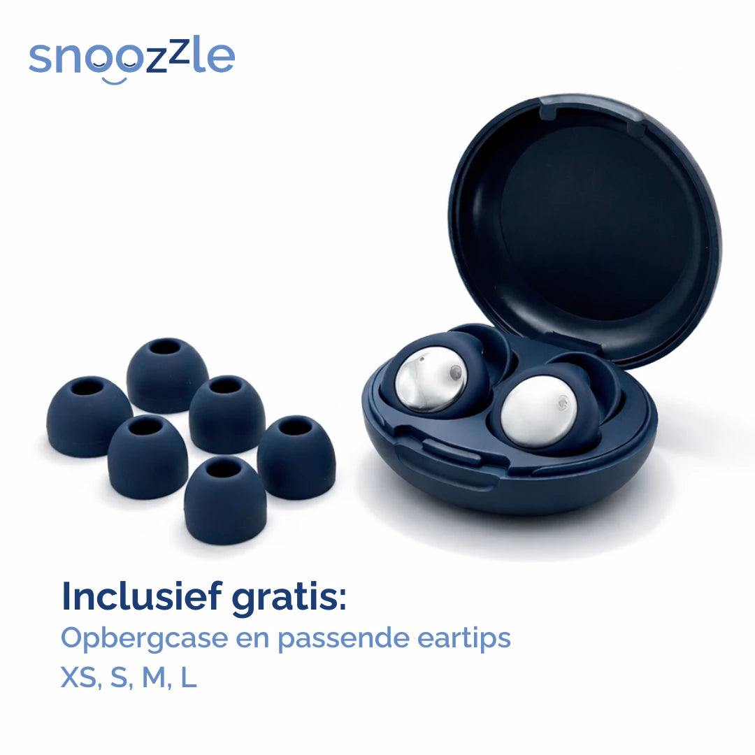 Oordopjes slapen blauw met eartips in case