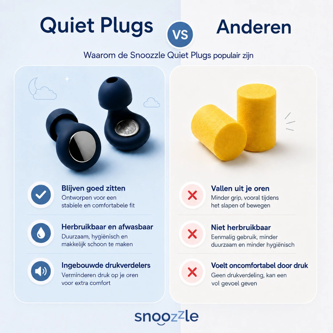 Vergelijking Quiet plugs met andere oordopjes slapen