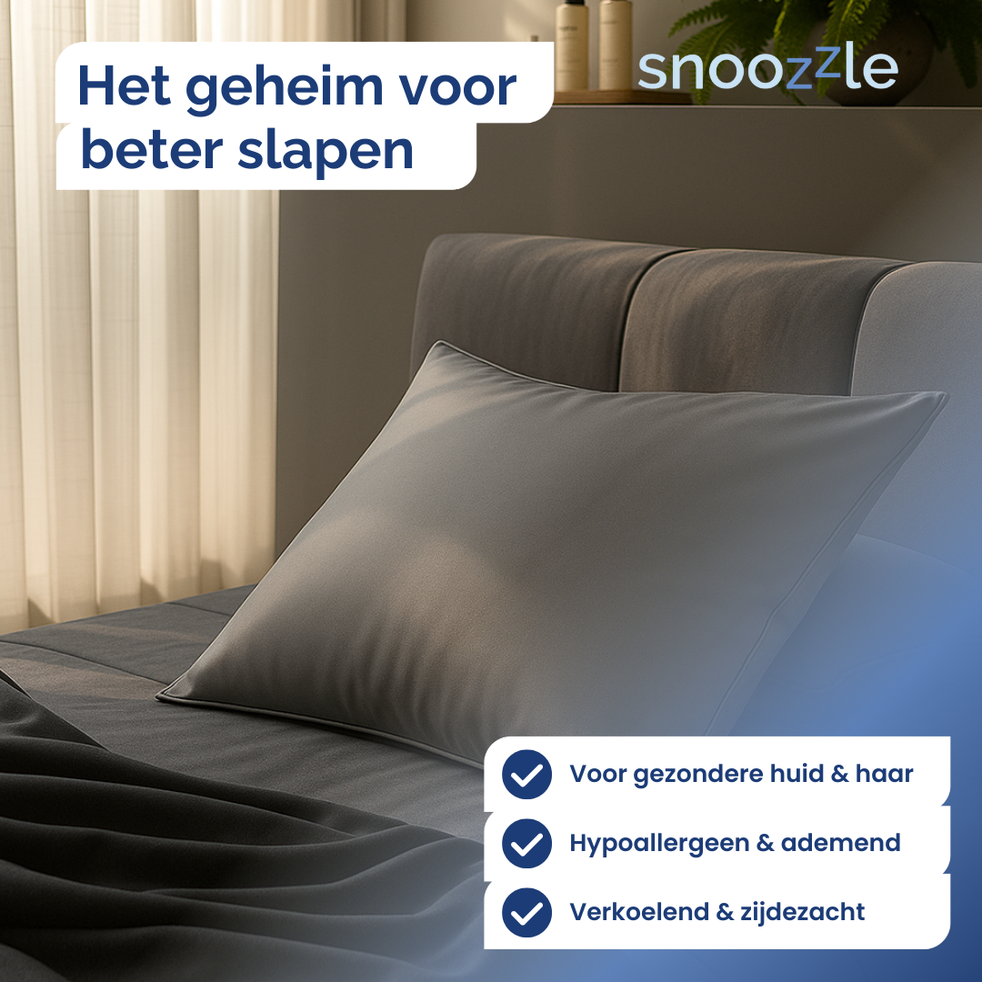 Slaapkamer met een antraciet zijden kussensloop