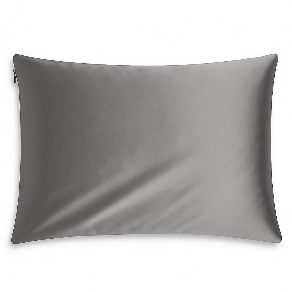 Zijden kussensloop in het grijs