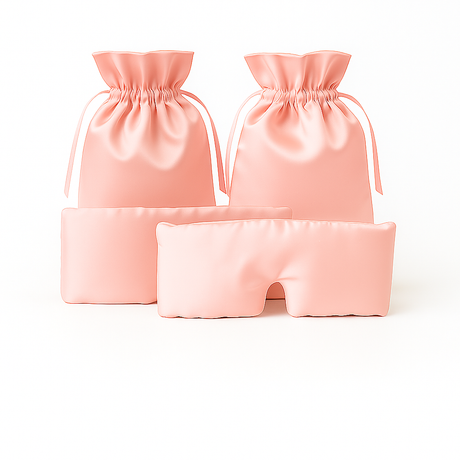Roze zijdenslaapmaskers met opbergzakje