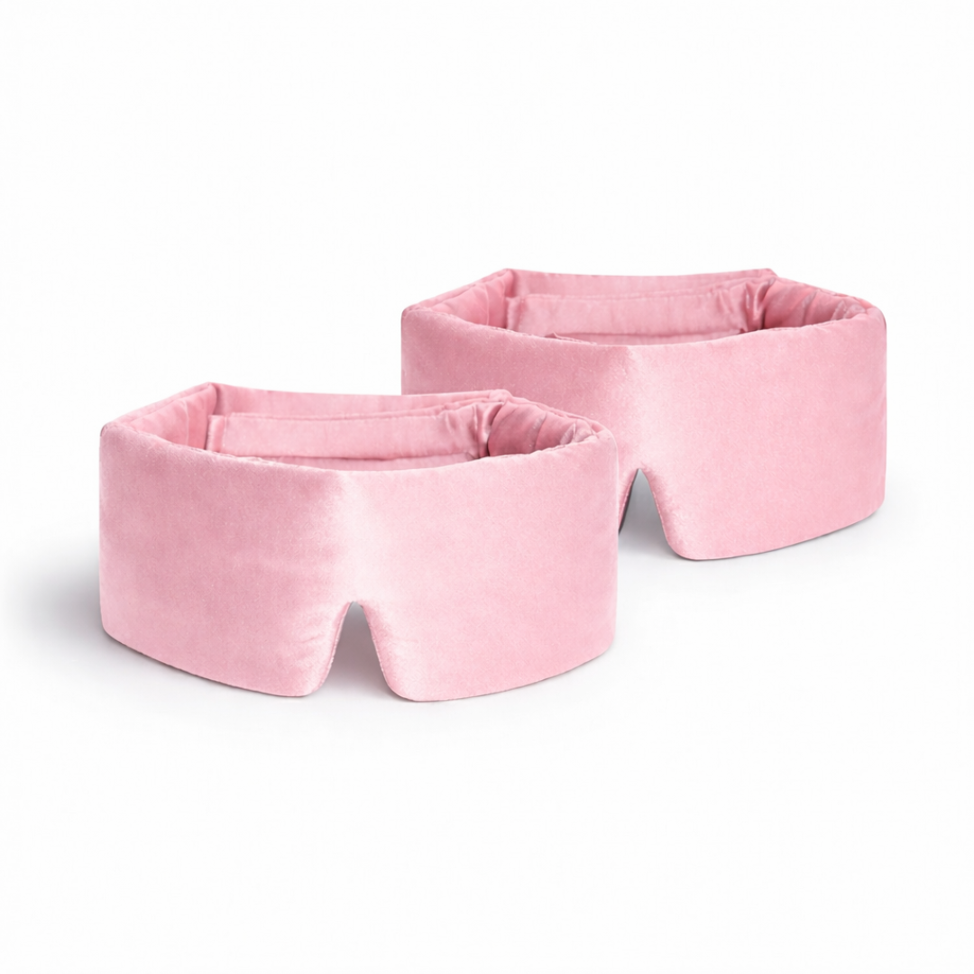 Roze zijdenslaapmaskers met opbergzakje