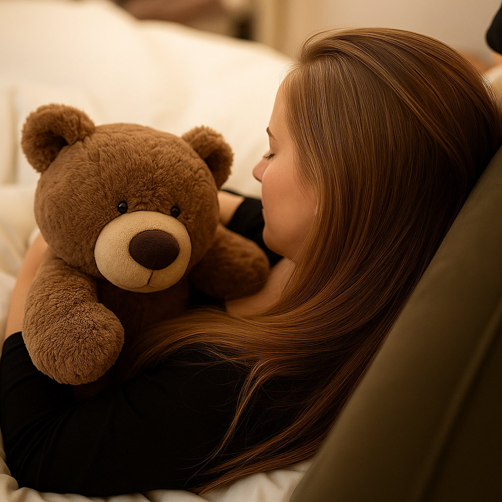 Verzwaringsknuffel in armen vrouw