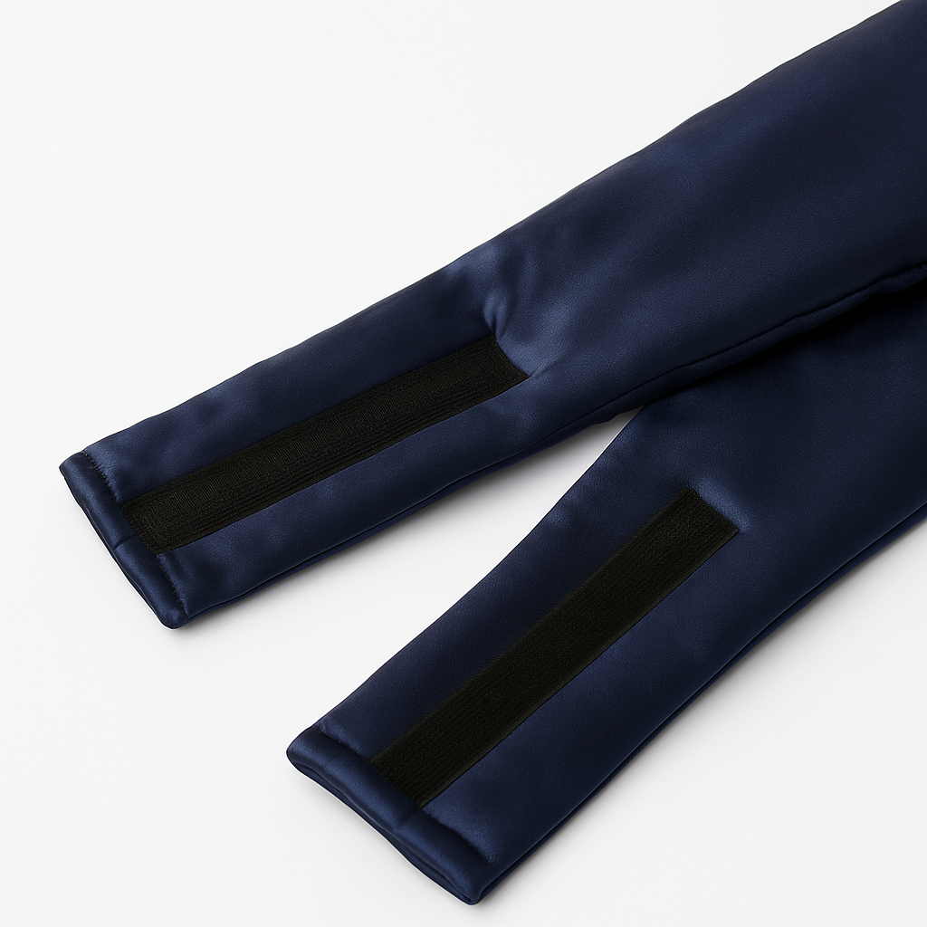 Donkerblauw zijden slaapmasker klittenband