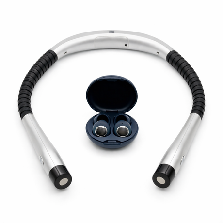 voorkant neklamp en oordoppen slapen in opbergcase