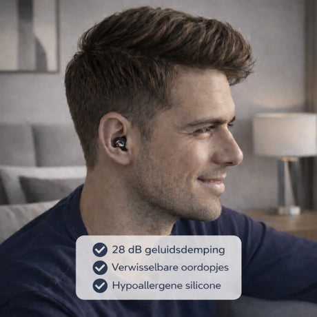 Voordelen oordoppen slapen blauw. Oordoppen slapen in oor van man