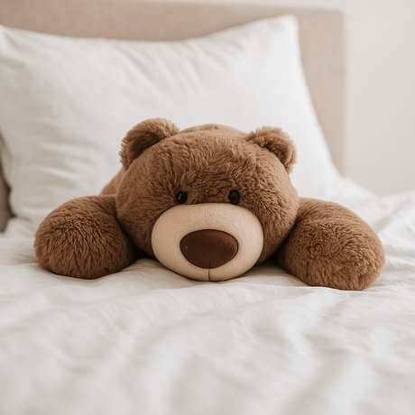 Verzwaringsknuffel op bed