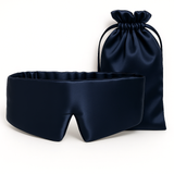 Zijden slaapmasker blauw met opbergzakje
