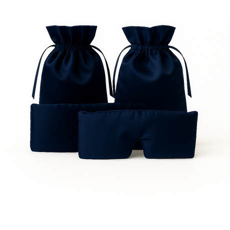 Zijden slaapmasker duo met zijden opbergzakje